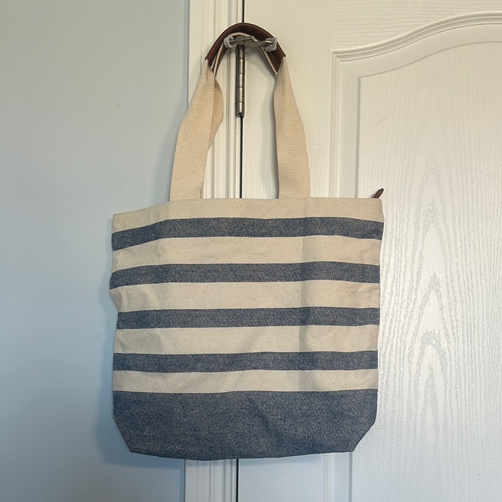 Striped Canvas Tote Bag